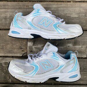 New Balance Men's White and Blue Sneakers